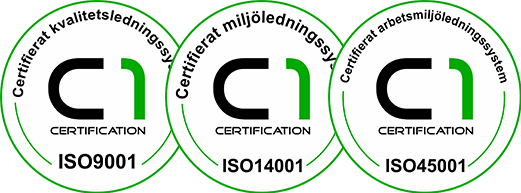 ISO 9001, ISO 14001 and ISO 45001 certified
